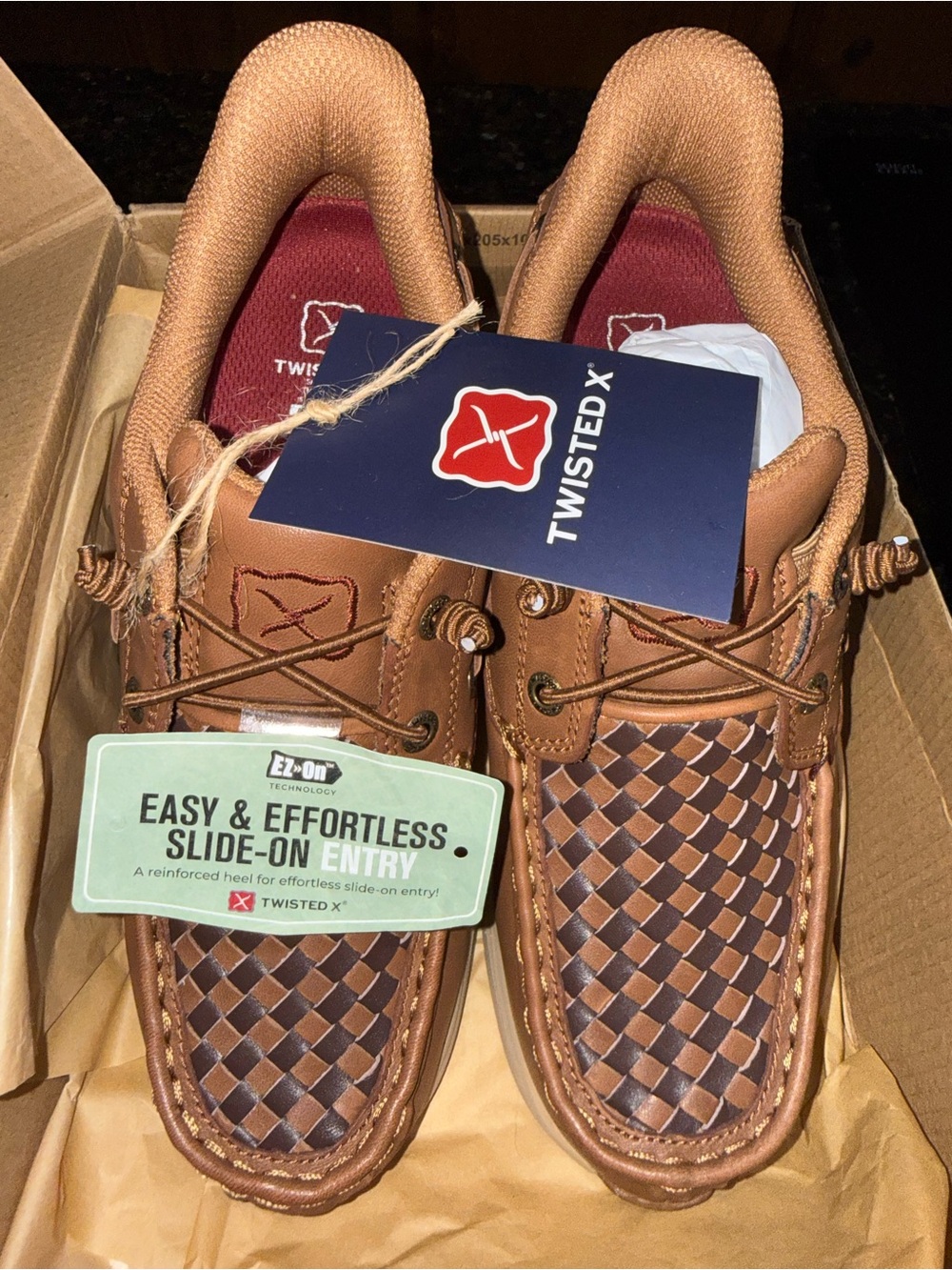 Twisted X Women’s EZ-On Feather X Casual Saddle Tan Size 7M WCAU039 NIB